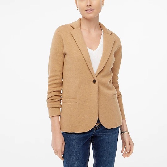 NWT JCrew Schoolboy Blazer; size large. Never worn. Heathered Acorn